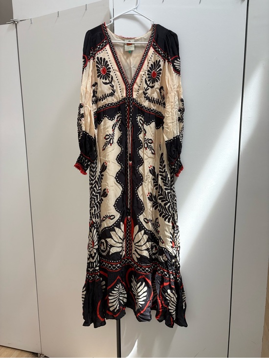 FARM Rio Dresses & Skirts - FARM Rio Cream Maxi Dress with Black & Red Embroidery